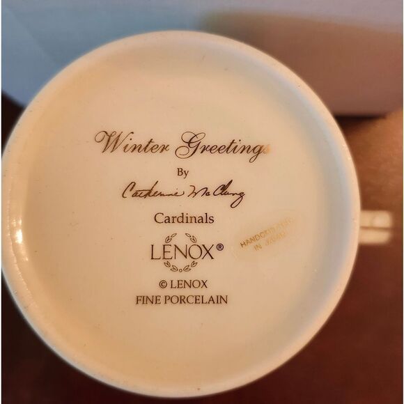 NWT Lenox Set Of Two "Winter Birds"  Porcelain Mugs w/24K Gold Trim Ret. $156 - Picture 5 of 11